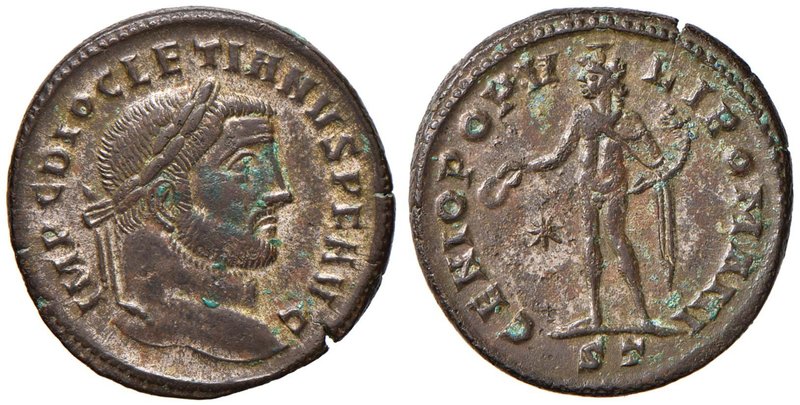 Diocleziano (284-305) Follis (Ticinum) Busto laureato a d. - R/ Genio stante a s...