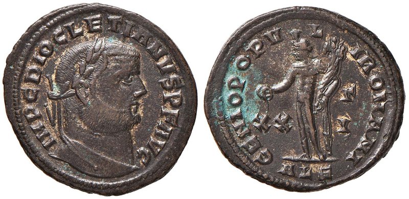 Diocleziano (284-305) Follis (Alexandria) Testa laureata a d. - R/ Genio stante ...