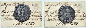 GENOVA Dogi Biennali (1528-1797) Cavallotto sigla BA - MIR 190/2 AG (g 2,63) cartellino di vecchia raccolta
Grading/Stato:BB