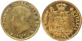 MILANO Napoleone (1805-1814) 20 Lire 1809 Stella a sei punte e e M su data - Gig. 85c AU R Sigillato BB/SPL da Numismatica Ranieri. Graffio nel campo ...