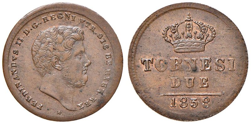 NAPOLI Ferdinando II (1830-1859) 2 Tornesi 1858 - Magliocca 746 CU (g 5,85)
Gra...
