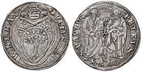 Giulio II (1503-1513) Ancona - Giulio - Munt. 59 AG (g 3,75) Tentativo di foro al centro del R/, porosità diffusa
Grading/Stato:BB