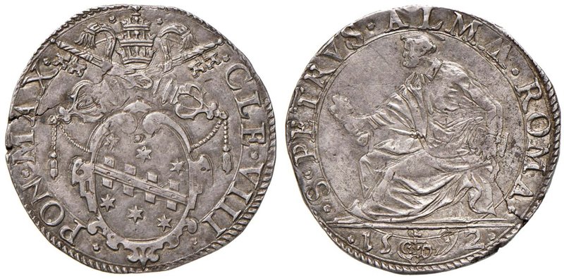 Clemente VIII (1592-1605) Testone - Munt. 32 AG (g 9,62) Frattura del tondello m...