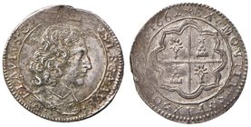 Alessandro VII (1655-1667) Avignone - Luigino 1662 a nome del cardinale Flavio Chigi - Munt. 44-45 AG (g 2,24) RR Striature di conio
Grading/Stato:SP...