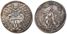 Clemente XI (1700-1721) Giulio 1707 A. VII - Munt. 90 AG (g 2,99) RR Ex Nomisma 45, lotto 1719. Splendida patina iridescente al D/
Grading/Stato:BB