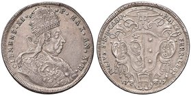 Clemente XI (1700-1721) Ferrara - Mezza piastra 1717 A. XVII - Munt. 228 AG (g 15,89) RRRR Dall’asta Nomisma 45, lotto 1746. Traccia d’appiccagnolo, m...