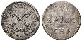 Benedetto XIV (1740-1758) 2 Baiocchi o Muraiola 1748 - Munt. 159b MI (g 1,76)
Grading/Stato:BB+