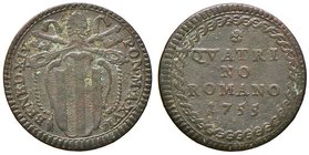 Benedetto XIV (1740-1758) Quattrino romano 1755 A. XVI - Munt. 216b CU (g 2,00)
Grading/Stato:BB