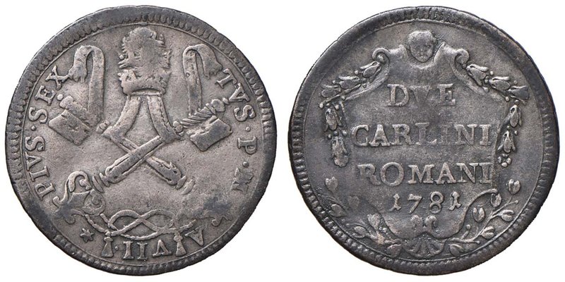 Pio VI (1775-1799) 2 Carlini 1781 A. VII - Berman 2977 CU (g 5,36)
Grading/Stat...