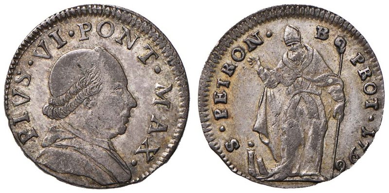 Pio VI (1775-1799) Bologna - Muraiola da 4 Bolognini 1796 - Munt. 241b MI (g 4,0...