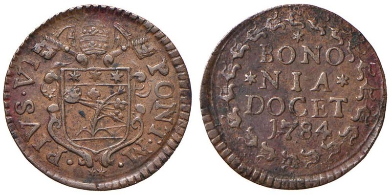 Pio VI (1775-1799) Bologna - Quattrino 1784 - Munt. 297 CU (g 2,54)
Grading/Sta...