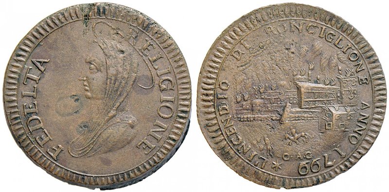 Occupazione austriaca (1799-1800) 3 Baiocchi 1799 - Munt. 1 CU (g 20,44) R Picco...