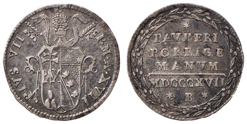 Pio VII (1800-1823) Bologna - Grosso 1817 A. XVII - Nomisma 47 AG (g 1,27)
Grad...