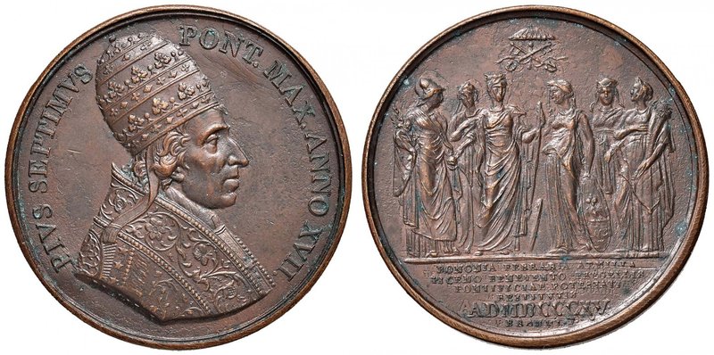 Pio VII (1800-1823) Medaglia A. XVII - Opus: Brandt - Bart. 816 AE (g 39,52) Con...