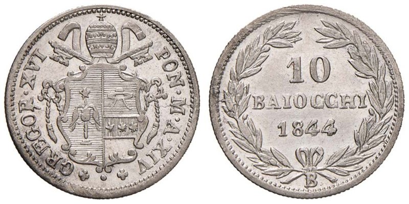 Gregorio XVI (1831-1846) Bologna ¬- 10 Baiocchi 1844 A. XIV - Nomisma 252 AG (g ...