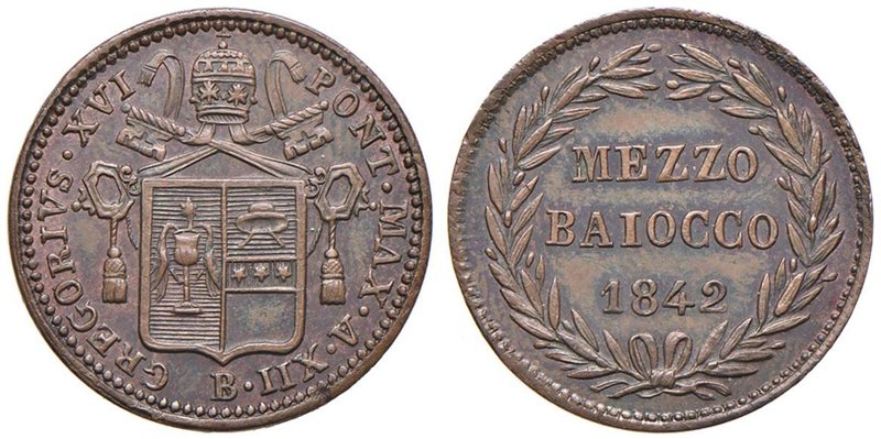 Gregorio XVI (1831-1846) Bologna - Mezzo Baiocco 1842 A. XII - Nomisma 325 CU (g...