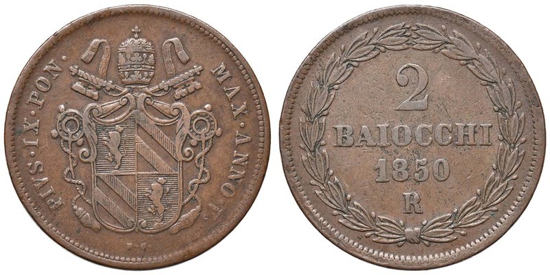 Pio IX (1846-1878) 2 Baiocchi 1850 A. V - Nomisma 557 CU (g 20,27)
Grading/Stat...