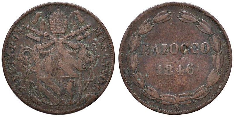 Pio IX (1846-1870) Baiocco 1846 A. I - Nomisma 573 CU (g 8,83) 
Grading/Stato:M...