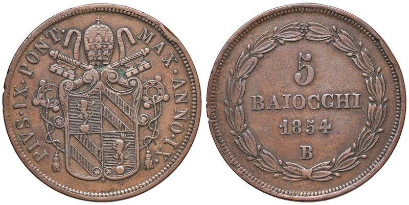 Pio IX (1846-1878) Bologna - 5 Baiocchi 1854 A. IX - Nomisma 549 CU (g 40,00) Co...