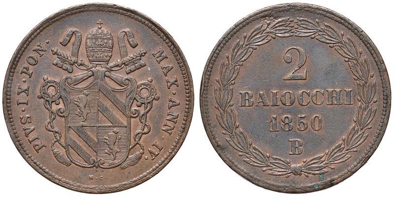 Pio IX (1846-1878) Bologna - 2 Baiocchi 1850 A. IV - Nomisma 556 CU (g 21,11) Mi...