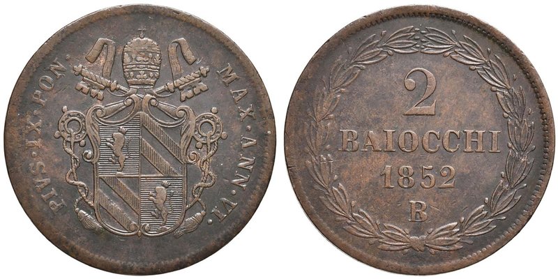 Pio IX (1846-1870) Bologna - 2 Baiocchi 1852 A. VI - Nomisma 566 CU (g 20,50)
G...