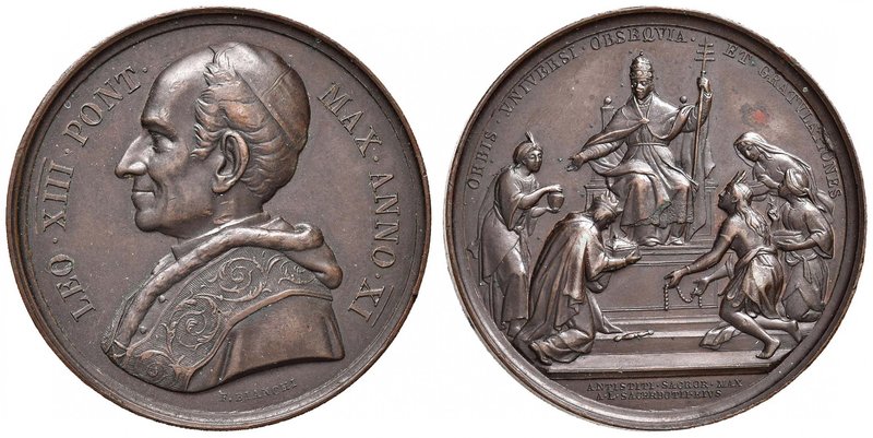 Leone XIII (1878-1903) Medaglia A. XI - Opus: F. Bianchi - Bart. 888 AE (g 39,68...