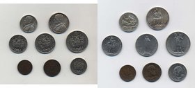 PIO XI (1929-1938) 10,5,2 e 1 lira, 50,20,10 e 5 centesimi 1930 - Nomisma703a Ag, Ni, Cu lotto di 8 monete
Grading/Stato:BB-FDC
