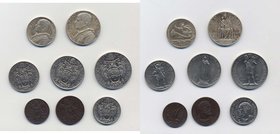 PIO XI (1929-1938) 10,5,2 e 1 lira, 50,20,10 e 5 centesimi 1933 - Nomisma706a Ag, Ni, Cu lotto di 8 monete Ossidazione al rovescio del 10 centesimi
G...