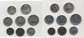 PIO XI (1929-1938) 10,5,2 e 1 lira, 50,20,10 e 5 centesimi 1934 - Nomisma707a Ag, Ni, Cu lotto di 8 monete Ossidazione al dritto delle 10 lire
Gradin...