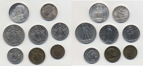 PIO XII (1939-1958) 10, 5, 2 e 1 lira, 50, 20, 10 e 5 centesimi 1939 - Nomisma735a Ag, Ni, Cu lotto di 8 monete
Grading/Stato:SPL-FDC
