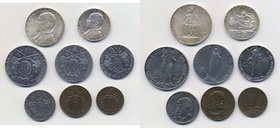 PIO XII (1939-1958) 10, 5, 2 e 1 lira, 50, 20, 10 e 5 centesimi 1941- Nomisma737a Ag, Ni, Cu lotto di 8 monete
Grading/Stato:SPL-FDC