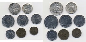 PIO XII (1939-1958) 1010, 5, 2 e 1 lira, 50, 20, 10 e 5 1942- Nomisma738a Ag, Ni, Cu lotto di 8 monete
Grading/Stato:SPL-FDC