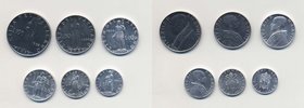 PIO XII (1939-1958) 100100, 50, 10, 5, 2 e 1 lira 1956 - Nomisma751a Ac It lotto di 6 monete
Grading/Stato:SPL-FDC