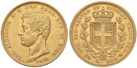 Carlo Alberto (1831-1849) 100 Lire 1832 G - Nomisma 622 AU Diffusi minimi segnetti al D/
Grading/Stato:BB+/SPL
