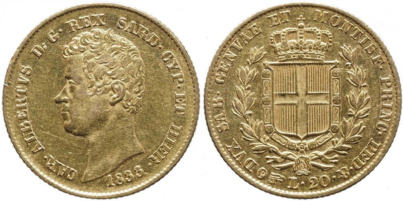 Carlo Alberto (1831-1849) 20 Lire 1833 T - Nomisma 643 AU Minimo colpetto al bor...