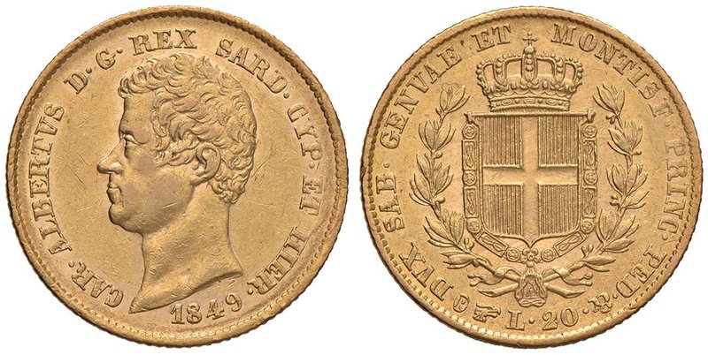 Carlo Alberto (1831-1849) 20 Lire 1849 T - Nomisma 666 AU Minimi graffietti al D...