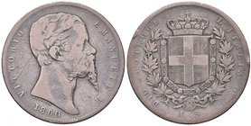 Vittorio Emanuele II re eletto (1859-1861) 5 Lire 1860 B - Nomisma 824 AG RR Graffio al D/
Grading/Stato:B