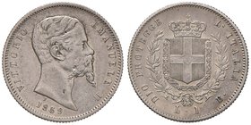 Vittorio Emanuele II re eletto (1859-1861) Lira 1859 B - Nomisma 829 AG R Piccola mancanza sul collo al D/
Grading/Stato:BB/BB+