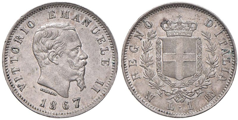 Vittorio Emanuele II (1849-1861) Lira 1867 M - Nomisma 915 AG
Grading/Stato:SPL...