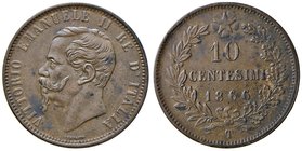 Vittorio Emanuele II (1861-1878) 10 Centesimi 1866 T - Nomisma 943; Pag. 543; Mont. 232 CU
Grading/Stato:SPL