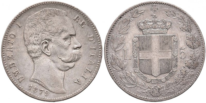 Umberto I (1878-1900) 5 Lire 1879 - Nomisma 993 AG Diffusi minimi segnetti
Grad...