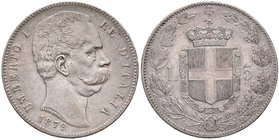 Umberto I (1878-1900) 5 Lire 1879 - Nomisma 993 AG Diffusi minimi segnetti
Grading/Stato:BB