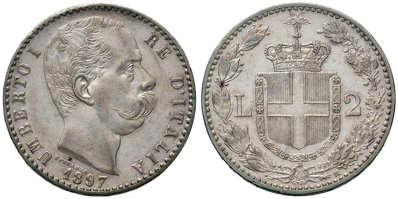 Umberto I (1878-1900) 2 Lire 1897 - Pag. 598; Mont. 43 AG Sigillato col cartelli...