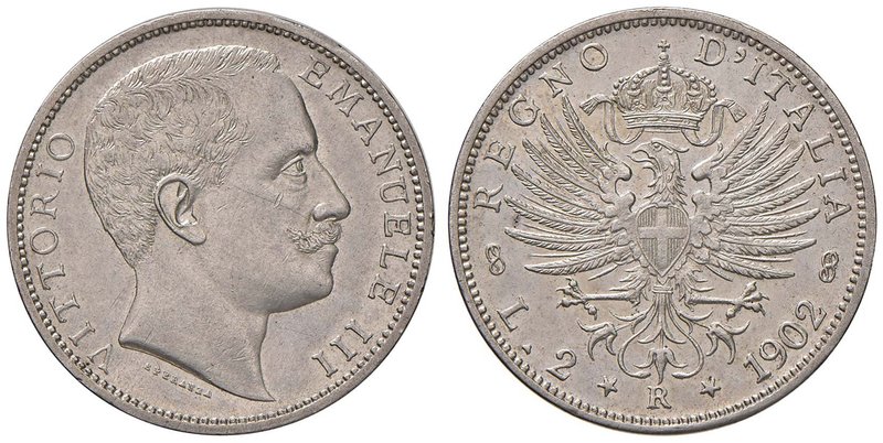 Vittorio Emanuele III (1900-1946) 2 Lire 1902 - Nomisma 1152 AG R Minimi graffie...