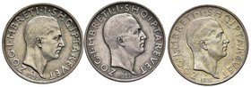 ALBANIA Zog (1928-1939) Franca 1935, 1937 (2) - AG Lotto di tre monete 
Grading/Stato:BB+/qSPL
