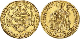 AUSTRIA Salisburgo - Guidobald von Thun und Hoehenstein (1654-1668) Quarto di ducato 1662 - Fr. 777 AU (g 0,87)
Grading/Stato:BB