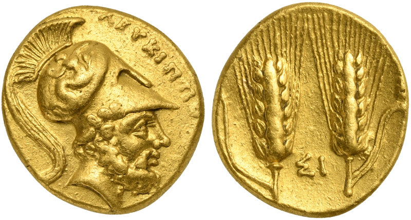 Lucania, Metapontion, Tetrobol, ca. 290-280 BC
AV (g 2,84; mm 12,5; h 12)
ΛEYK...