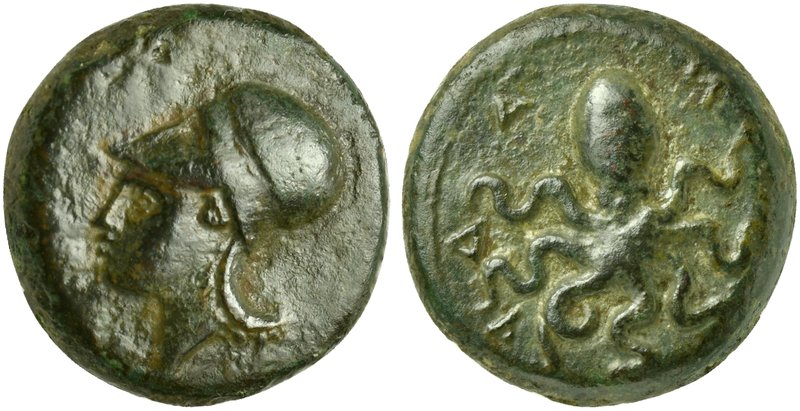 Sicily, Adranon, Bronze, ca. 339-317 BC
AE (g 3,17; mm 14; h 6)
Head of Athena...