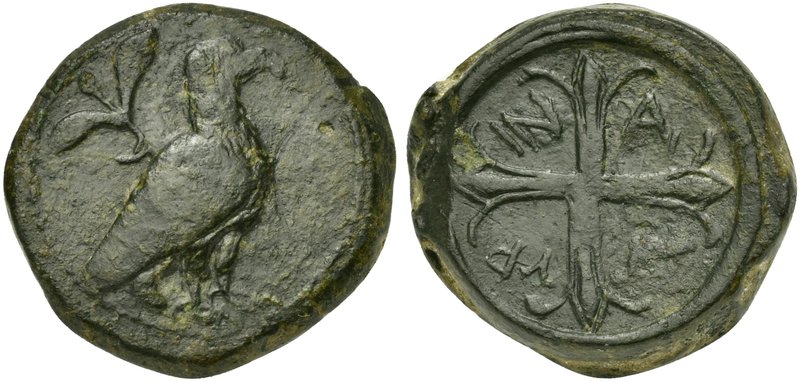 Sicily, Agyrion, Hemilitron, ca. 440-420 BC
AE (g 17,42; mm 17,41)
Eagle stand...