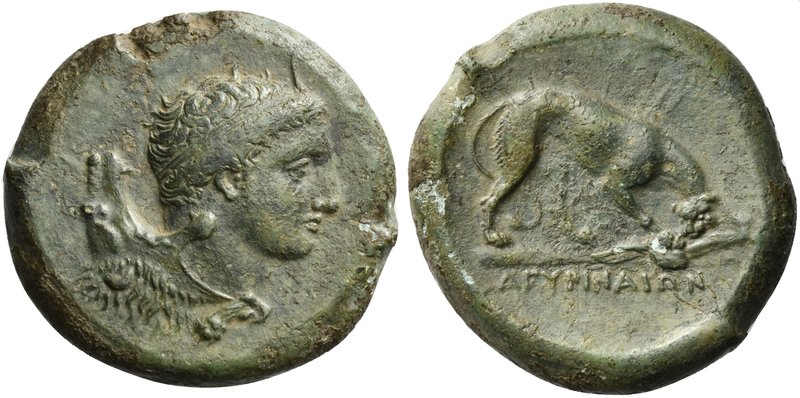 Sicily, Agyrion, Hemilitron, ca. 339-336 BC
AE (g 19, 05; mm 28; h 10)
Head of...